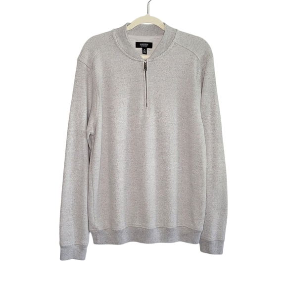 Nordstrom Men's Shop 1/4 Zip Knit Cotton Blend Pullover Sweater Size M Lt Gray - Picture 1 of 8